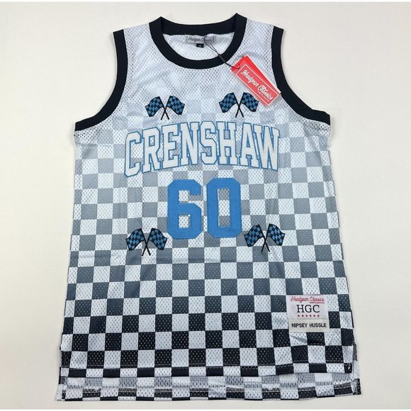 Nipsey Hussle #60 Crenshaw Headgear Classics Men Medium White Checkered Jersey - Picture 1 of 11
